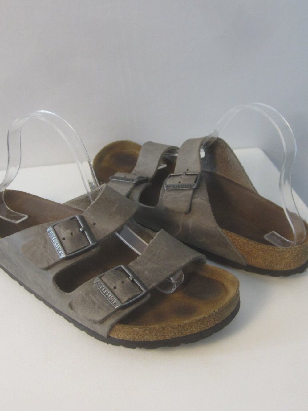 Birkenstock Arizona Unisex 42 Medium Gray Leather Double Strap Sandals Men - Picture 11 of 11